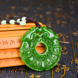 Dragon Jade Pendant Necklace Safety Buckle Spinach Green Double Animal Pendant