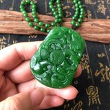Green Dragon & Phoenix Jade Pendant Couple Necklace Gift
