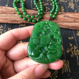 Green Dragon & Phoenix Jade Pendant Couple Necklace Gift