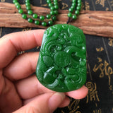Green Dragon & Phoenix Jade Pendant Couple Necklace Gift