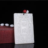 Green Hand-carved Jade Pendant Necklace Men Women Peace Gift
