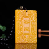 Green Hand-carved Jade Pendant Necklace Men Women Peace Gift