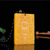 Green Hand-carved Jade Pendant Necklace Men Women Peace Gift