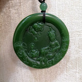 Hand-carved Guanyin Jade Pendant Boutique Jewelry Men Women Prayer Necklace