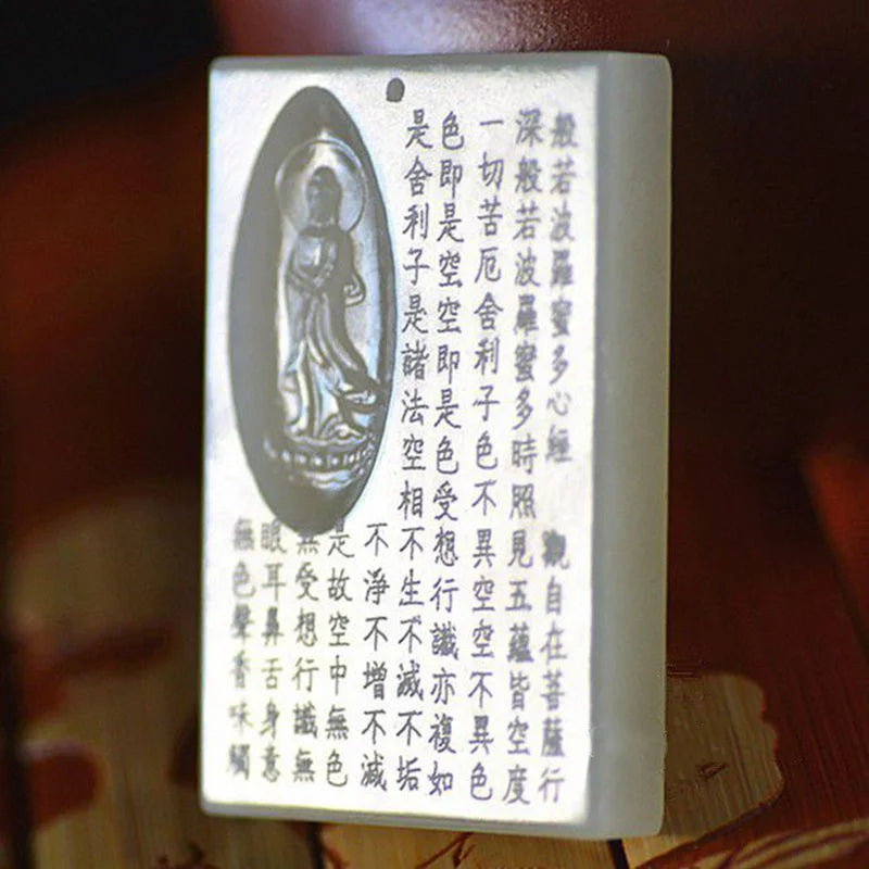 Hand-carved Heart Sutra Jade Pendant Jewelry Gift