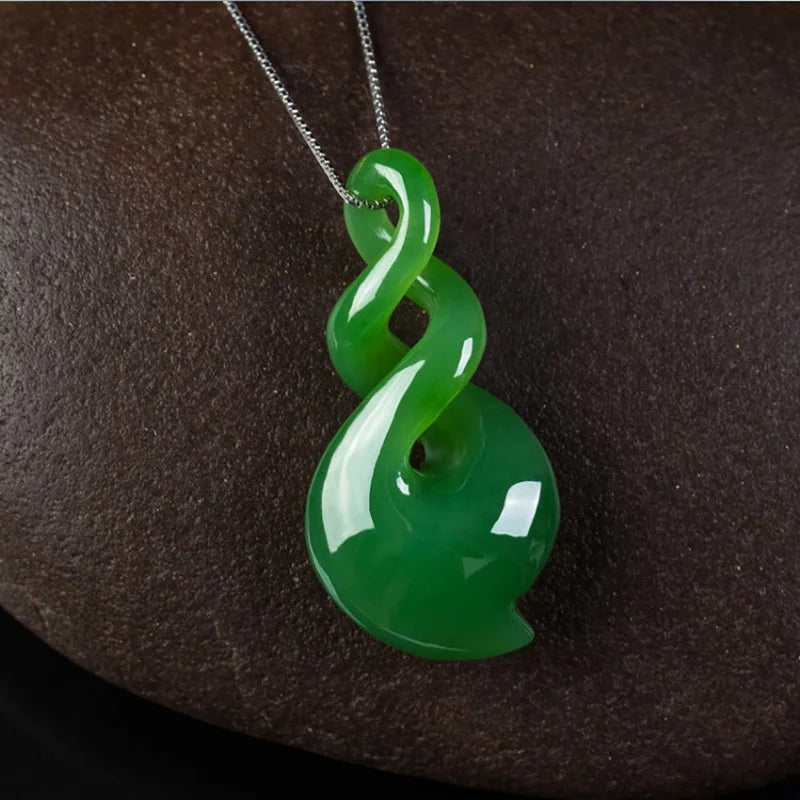 Hand-carved Heart-shaped Jade Pendant Necklace for Men and Women