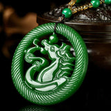 Green Hand-carved Horse Jade Pendant Necklace