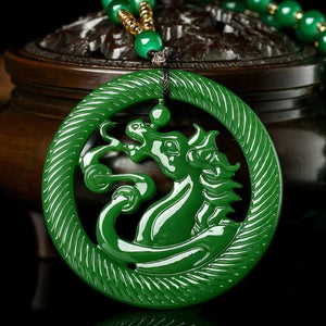 Hand-carved Horse Jade Pendant Bat Necklace