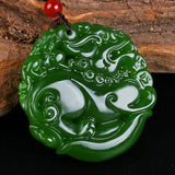 Green Hand-carved Kylin Jade Pendant Necklace