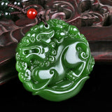 Green Hand-carved Kylin Jade Pendant Necklace
