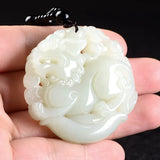 Green Hand-carved Kylin Jade Pendant Necklace