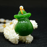 Green Hand-carved Jade Lucky Bag Pendant Jewelry for Men and Women