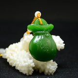 Green Hand-carved Jade Lucky Bag Pendant Jewelry for Men and Women