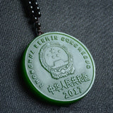 Hand-carved Money Jade Pendant - Green Natural Jewelry for Men and Women