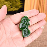 Green Hand-carved Orchid Jade Pendant Necklace Gift