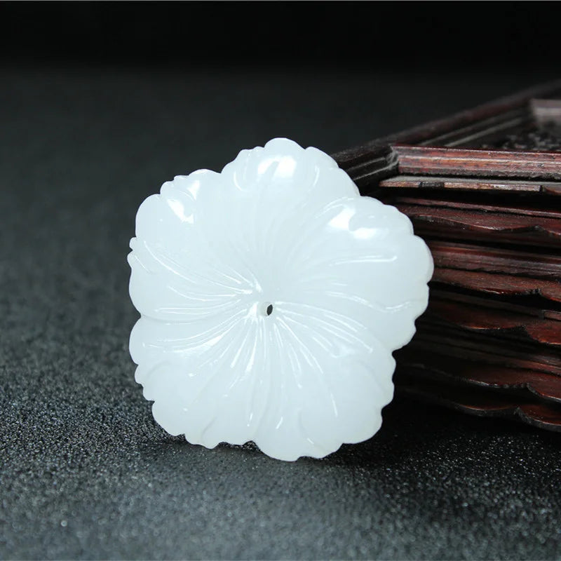 Hand-carved Peony Flower Jade Pendant - Boutique Green Jewelry Necklace