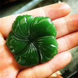 Hand-carved Peony Flower Jade Pendant - Boutique Green Jewelry Necklace