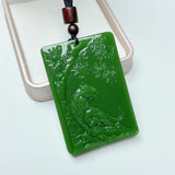 Green Hand-carved Tiger Jade Pendant Necklace Men Women Zodiac Gift