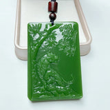 Green Hand-carved Tiger Jade Pendant Necklace Men Women Zodiac Gift