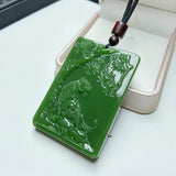 Green Hand-carved Tiger Jade Pendant Necklace Men Women Zodiac Gift