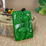 Natural Green Hand-carved Tiger Jade Pendant Zodiac Tiger Necklace