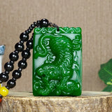Natural Green Hand-carved Tiger Jade Pendant Zodiac Tiger Necklace