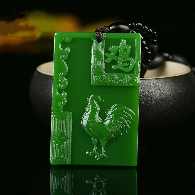 Green Zodiac Chicken Pendant Boutique Jewelry Men Women Necklace Gift