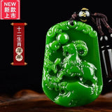 Natural Green Hand-carved Zodiac Dog Jade Pendant Boutique Jewelry