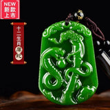 Natural Green Hand-carved Zodiac Dog Jade Pendant Boutique Jewelry