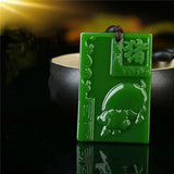 Green Zodiac Pig Jade Pendant for Men and Women