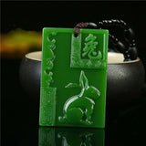 Green Zodiac Rabbit Jade Pendant Boutique Jewelry Men and Women Necklace