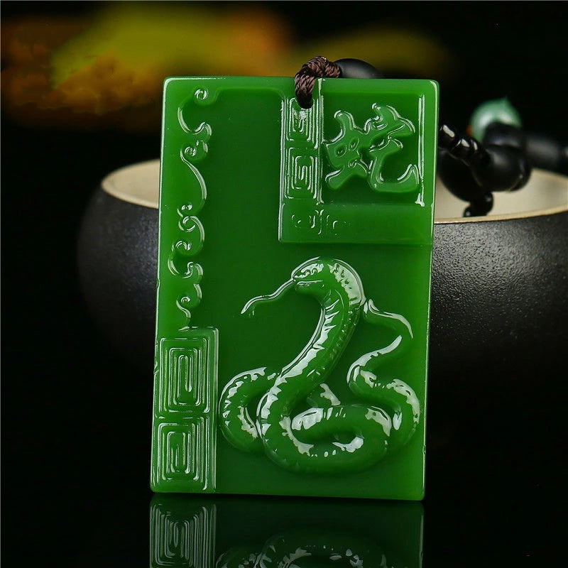 Zodiac Snake Jade Pendant Boutique Jewelry Men Women Necklace Gift