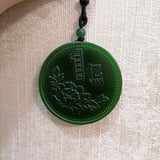 Natural Green Carved Jade Pendant Necklace for Men and Women