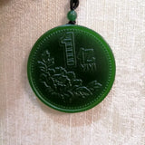 Natural Green Carved Jade Pendant Necklace for Men and Women