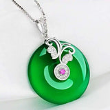 Green Hetian Jade Butterfly Pendant Necklace 925 Silver Chinese Jadeite
