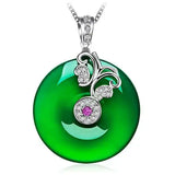 Green Hetian Jade Butterfly Pendant Necklace 925 Silver Chinese Jadeite