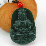 Natural Green Hetian Jade Guanyin Pendant Necklace Men Women Charms Jades Stone