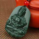 Natural Green Hetian Jade Guanyin Pendant Necklace Men Women Charms Jades Stone