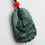 Natural Green Hetian Jade Guanyin Pendant Necklace Men Women Charms Jades Stone