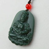 Natural Green Hetian Jade Guanyin Pendant Necklace Men Women Charms Jades Stone