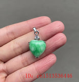 Natural Green Hetian Jade Pendant 925 Silver Water Drop Necklace