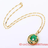 Green Hetian Jade Pendant Dragon Phoenix Necklace 925 Silver Chinese Jadeite Amu