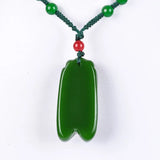Green Hetian Jade Stone Cicada Pendant Necklace Jadeite Jewelry