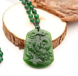 Green Hetian Jade Dragon pixiu Pendant Necklace Chinese Jadeite Jewelry