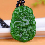 Green Hetian Jade Dragon pixiu Pendant Necklace Chinese Jadeite Jewelry