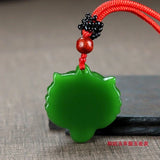 Green Hetian Jade Tiger Head Pendant Necklace Chinese Jadeite Jewelry