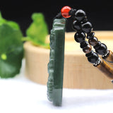Green Hetian Nephrite Jade Dragon Zodiac Pendant Necklace