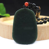 Green Hetian Nephrite Jade Kylin Unicorn Pendant Necklace