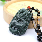 Green Hetian Nephrite Jade Kylin Unicorn Pendant Necklace