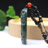 Green Hetian Nephrite Jade Kylin Unicorn Pendant Necklace